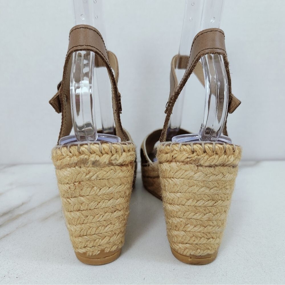 Foxter Spain Cow Hair Leopard Espadrille Platform Wedge Slingback Sandals, 7.5 - Picture 8 of 16